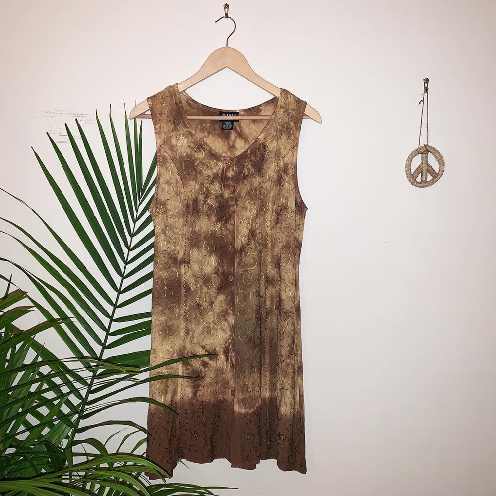 Earth Tone Tye Dye Button Dress